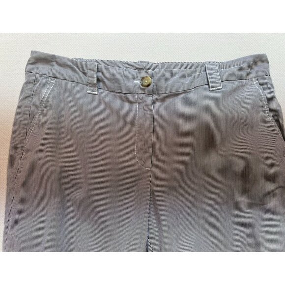 Lands End Womens Fit 2 Casual Y2K Crop Pants Size 10 Navy Striped Straight Leg - Picture 4 of 10